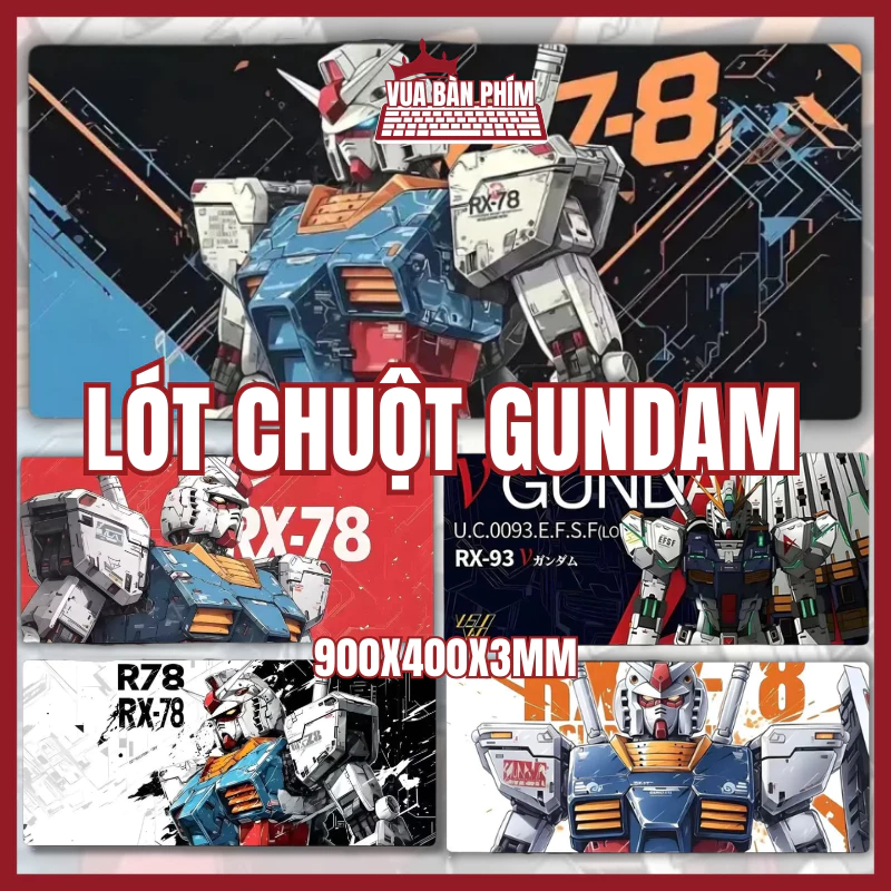 Tấm lót chuột, mousepad, bàn di chuột GUNDAM cỡ lớn 900x400x3mm màu in đẹp,sắc nét, bo viền, không phai màu