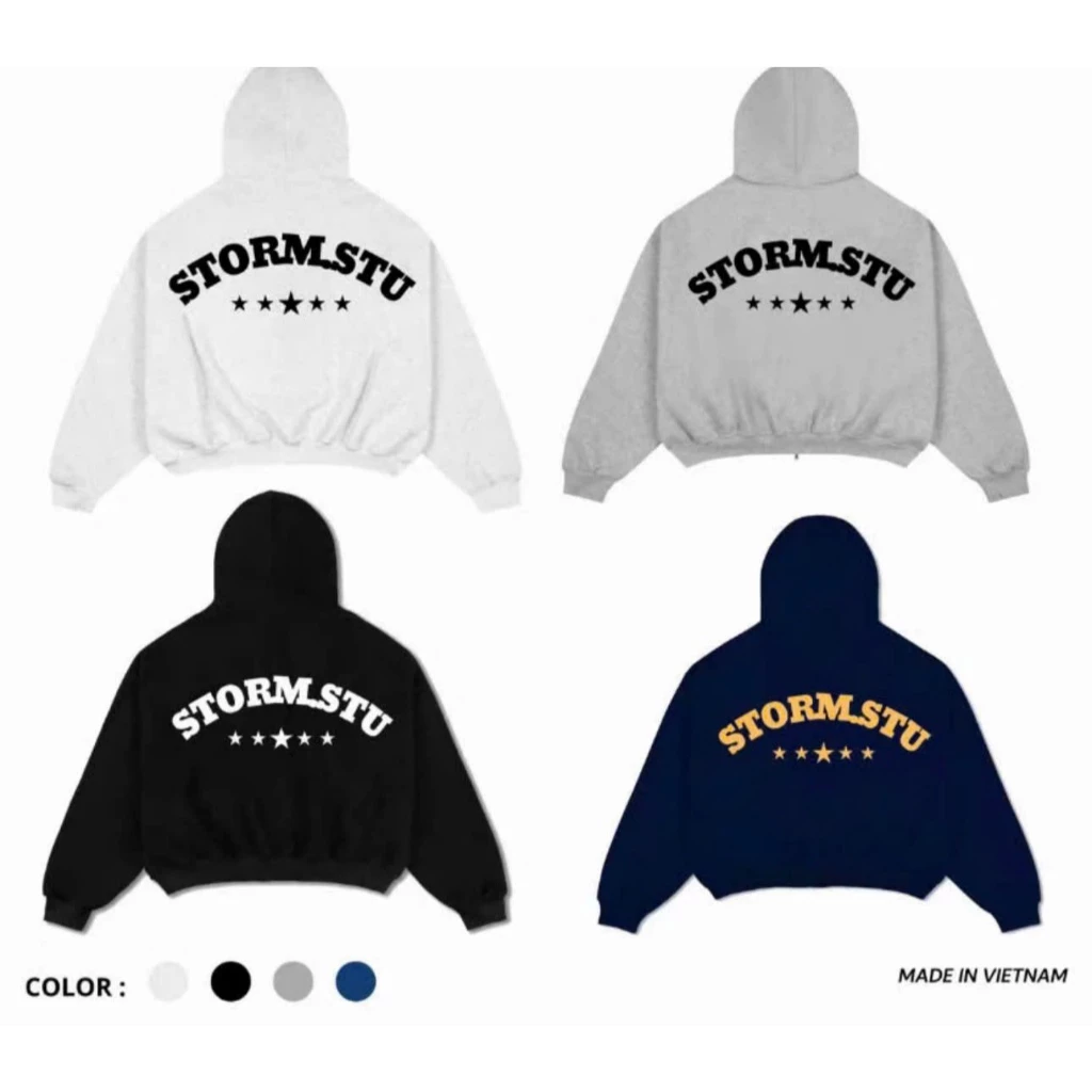 Áo Hoodie Zip STORM Form Unisex Mũ Rộng 2 Lớp Nỉ Bông Cotton Dày Dặn