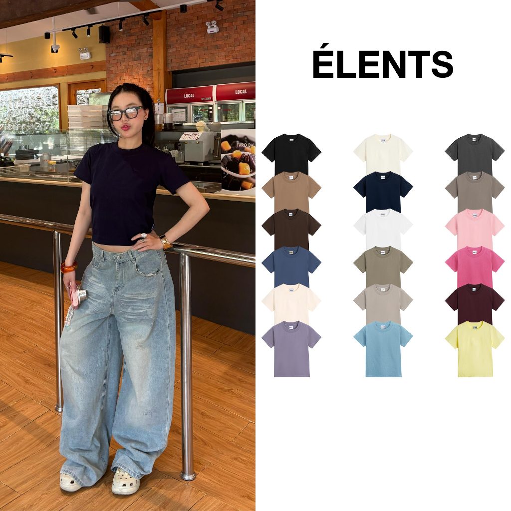 Áo Thun Nữ Trơn Form Slim Fit Cotton 240gsm ÉLENTS [Aimé] ESST088