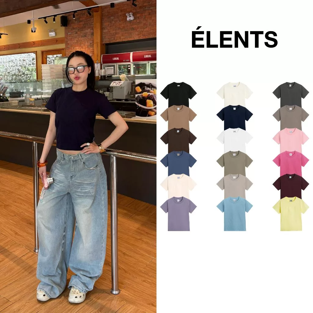 [GIÁ TỐT] Áo Thun Nữ Trơn Form Slim Fit Cotton 240gsm ÉLENTS [Aimé] ESST088