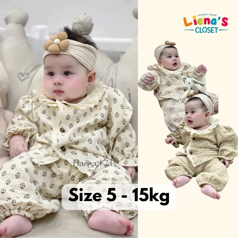 Bộ Dài Tay Vải Xô Hàn Cao Cấp Dày Dặn 2 Lớp (DT08), Cổ Phối Ren Điệu Đà, Dễ Thương Cho Bé Gái.