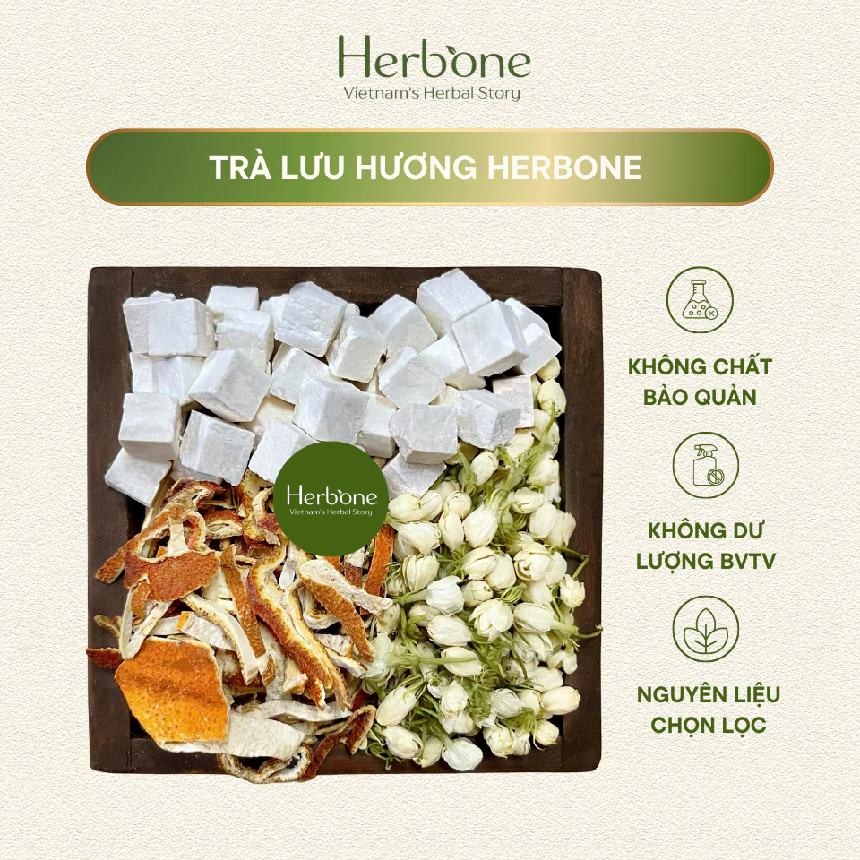 Set 30 Gói Trà Lưu Hương Thơm Cơ Thể Hoa Nhài Trần Bì Bạch Phục Linh