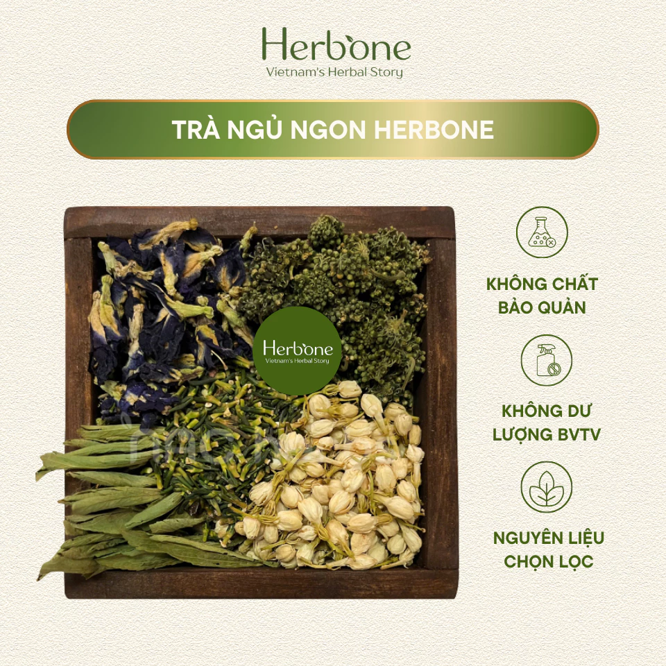 Trà Thảo Mộc An Thần Ngủ Ngon HERBONE Giúp An Thần, Cải Thiện Trí Nhớ, Thị Lực