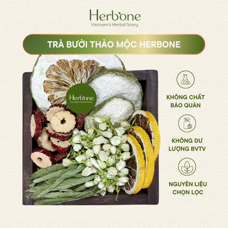 Trà Hỗ Trợ Giảm Cân Giảm Mỡ Bụng Giữ Dáng HERBONE Bưởi Thảo Mộc Thanh Lọc Cơ Thể, Đẹp Da
