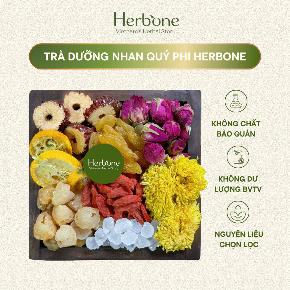 Trà Thảo Mộc Dưỡng Nhan Quý Phi HERBONE Làm Đẹp Da, Chống Lão Hóa, Thanh Nhiệt Mát Gan