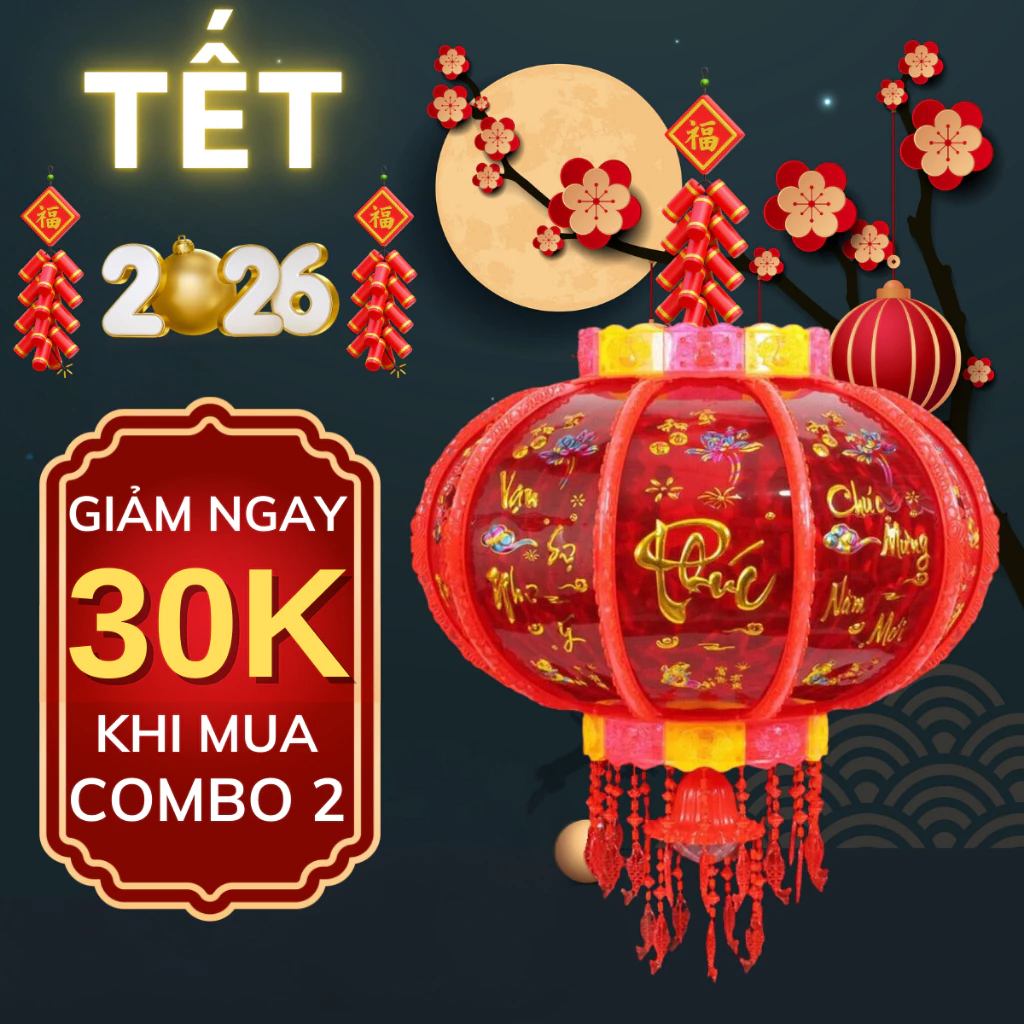 Đèn lồng điện mẫu mới nhất 2026 bản tiếng việt, lồng đèn điện xoay 360 độ có đèn led nhấp nháy 7 màu