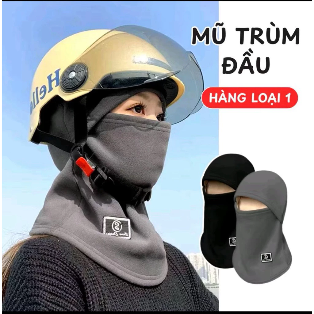 Mũ dạ nỉ chúm kín giữ ấm đầu, cổ phù hợp cả nam và nữ, phù hợp cho cả người đi xe máy, xe đạp
