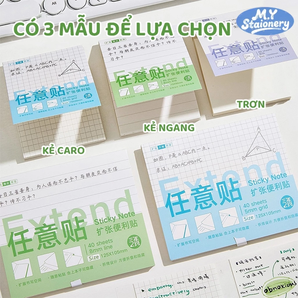 Set 40 Tờ Giấy Note 7.6x7.6cm M.Y – Giấy Ghi Chú Gập Mở Tiện Lợi Cho Học Sinh