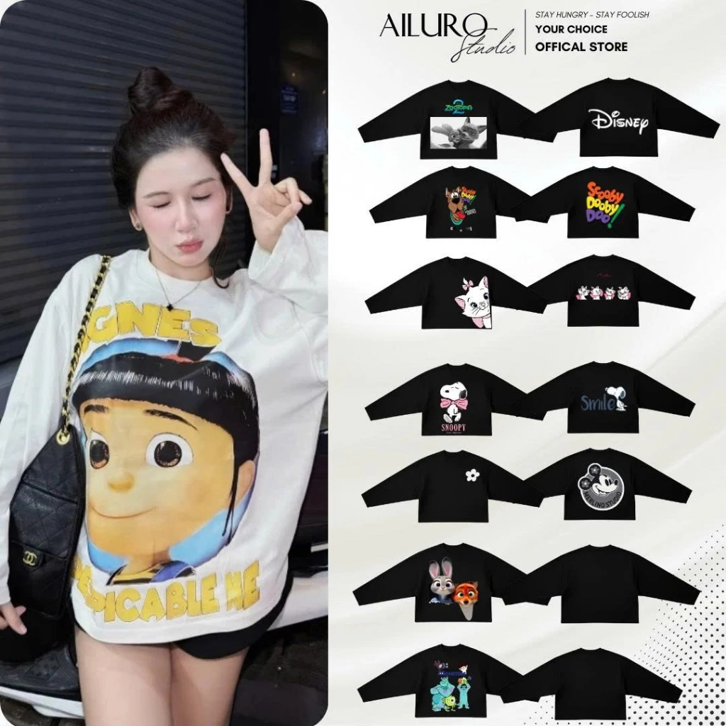 Áo Thun Tay Dài In Hình Dễ Thương Long Sleeve Form Boxy chất 100% Cotton phông tay lỡ nam nữ form rộng