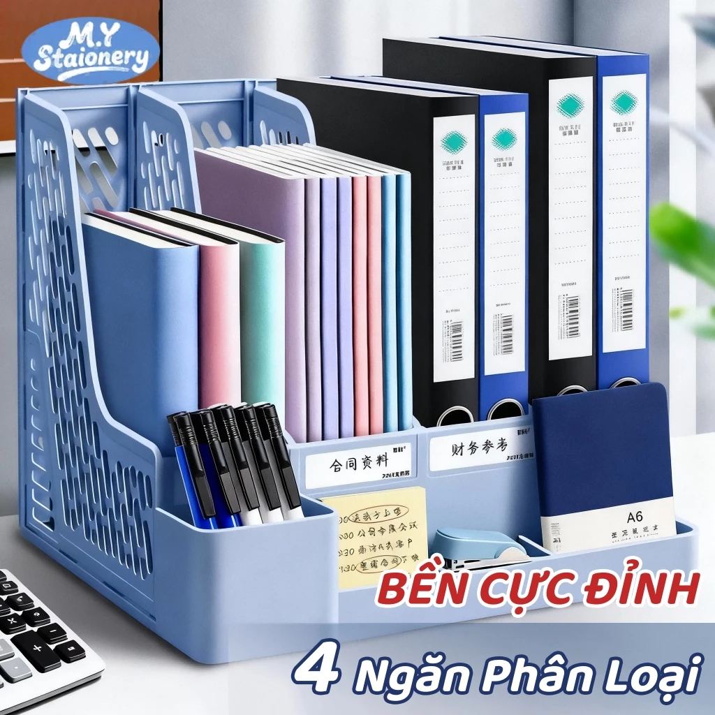 M.Y. Giá Để Sách 4 Tầng Để Bàn Nhựa Dẻo Cao Cấp - Kệ Đựng Tài Liệu, Sổ Sách, Văn Phòng Phẩm