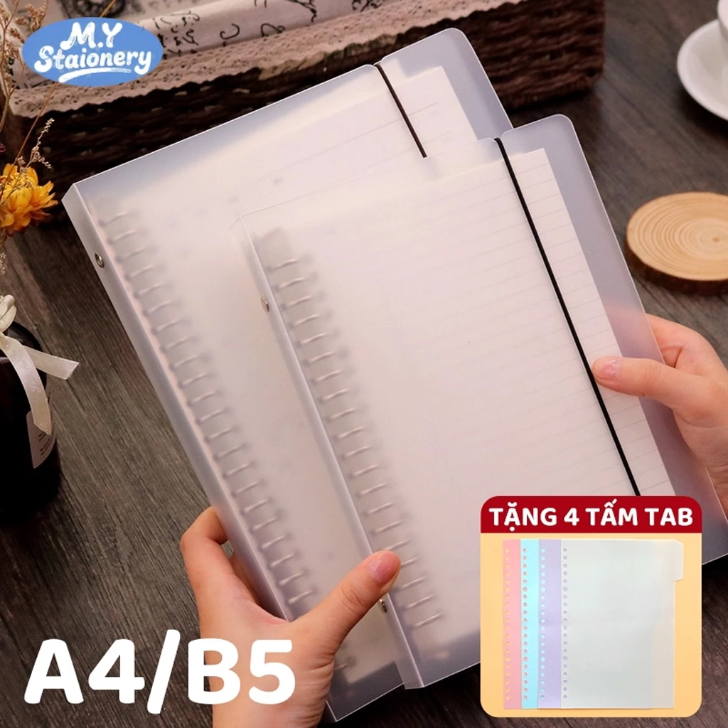 Sổ Còng Sắt A5 B5 Binder 26 Còng 120trang M.Y-Kim Loại Không Gỉ, Bìa Sổ Còng Làm Sổ Tay