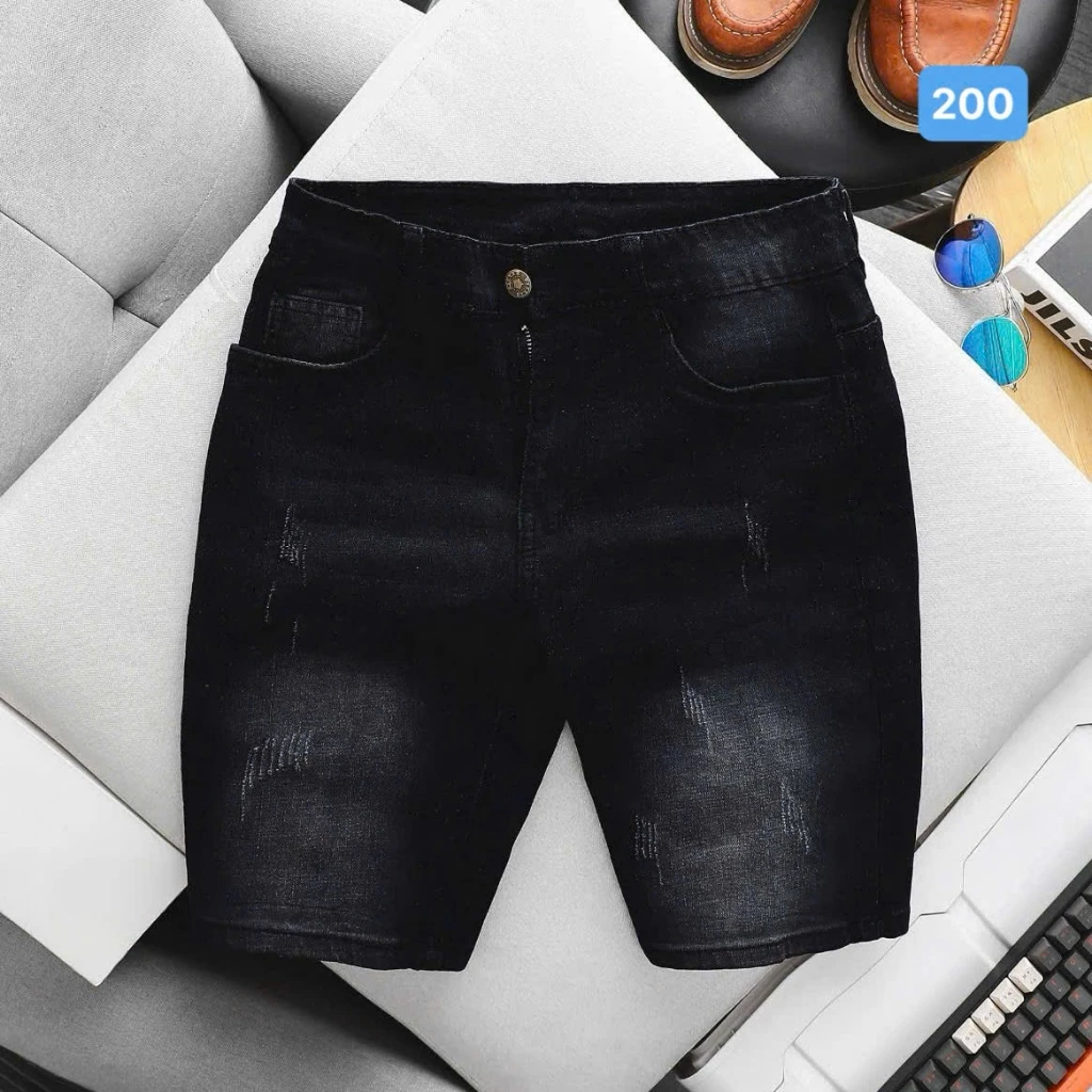 Quần short rin nam màu đen xám trơn OBOKFASHION co giãn chất bò dễ phối đồ cao cấp phong cách hàn quốc QJN200