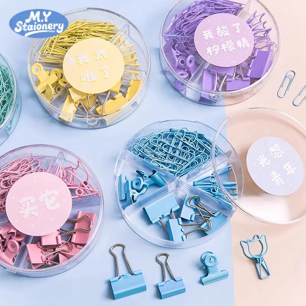 M.Y Bộ Kẹp Tài Liệu Kim Loại Mini Dễ Thương màu macaron- Văn phòng phẩm thiết yếu