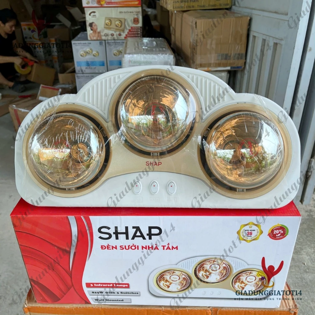 Đèn sưởi nhà tắm SHAP 3 bóng | công suất 825W, an toàn tuyệt đối, không gây khô da
