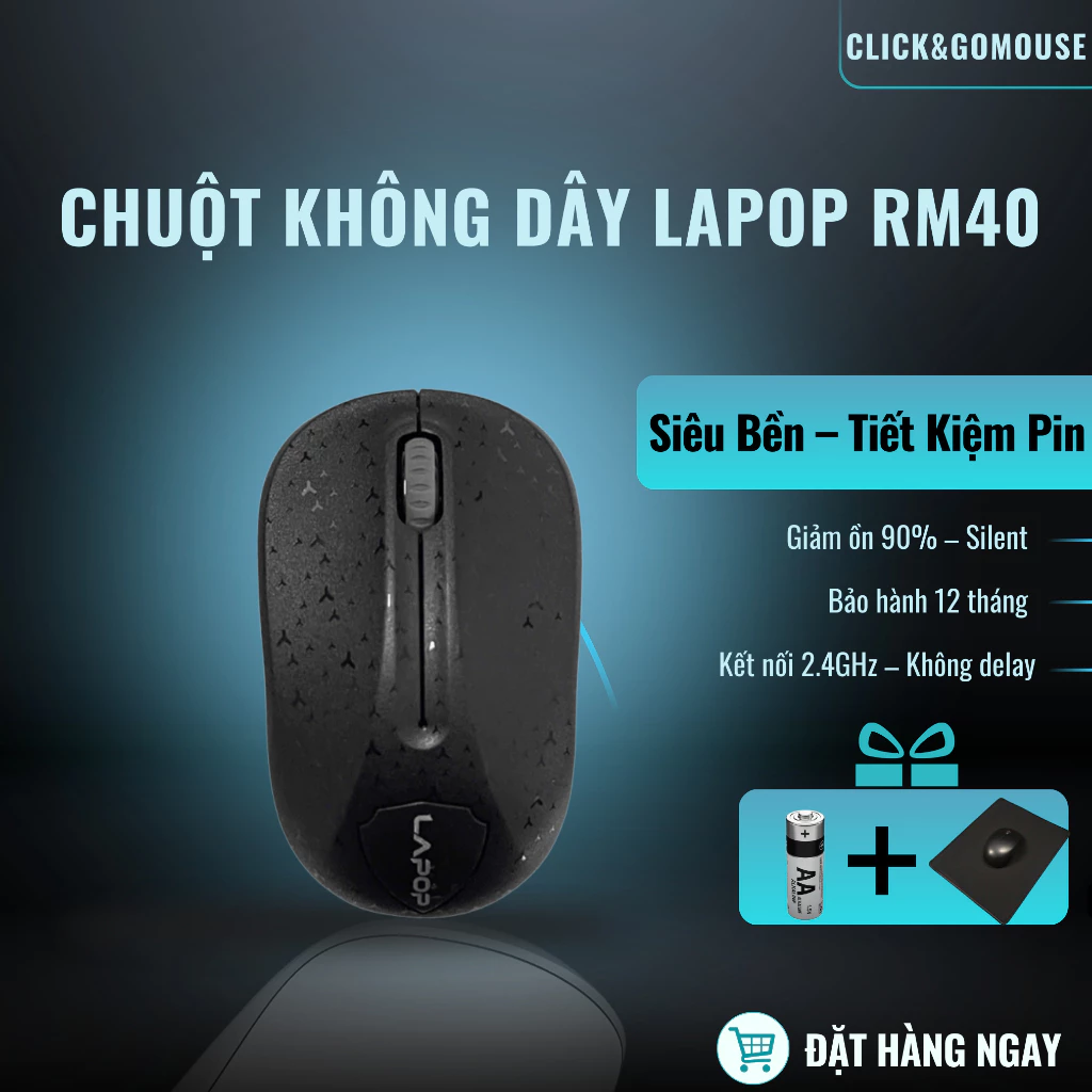 Chuột Máy Tính Chuột Lapop RM40 Chuột Không Dây Thiết Kế Gọn Nhẹ Thao Tác Mượt Tặng Kèm Pin Bắt Tín Hiệu Ổn Định