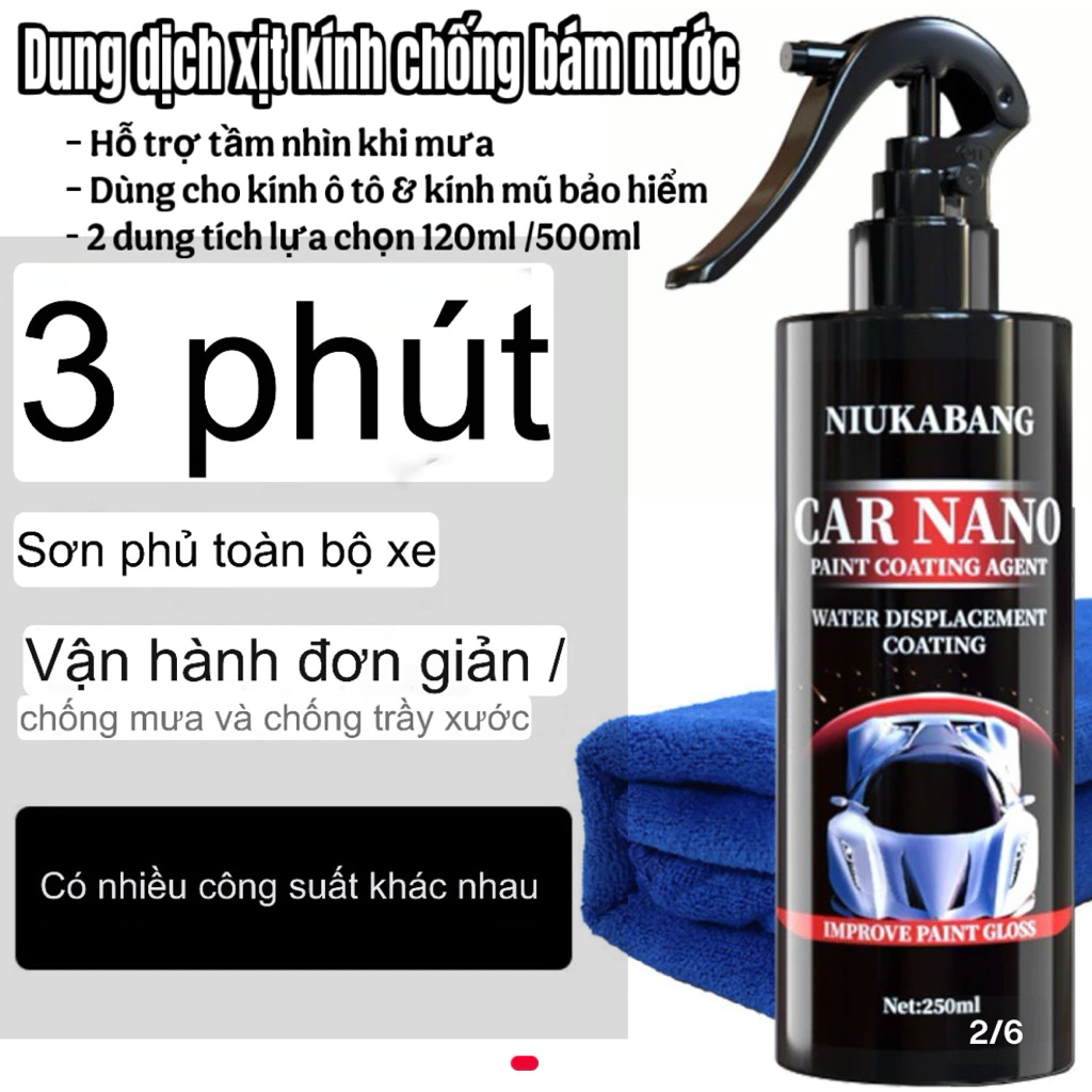 Dung dịch xịt kính chống bám nước – 120ml / 500ml – Hỗ trợ tầm nhìn khi mưa – Dùng cho kính ô tô & kính mũ bảo hiểm