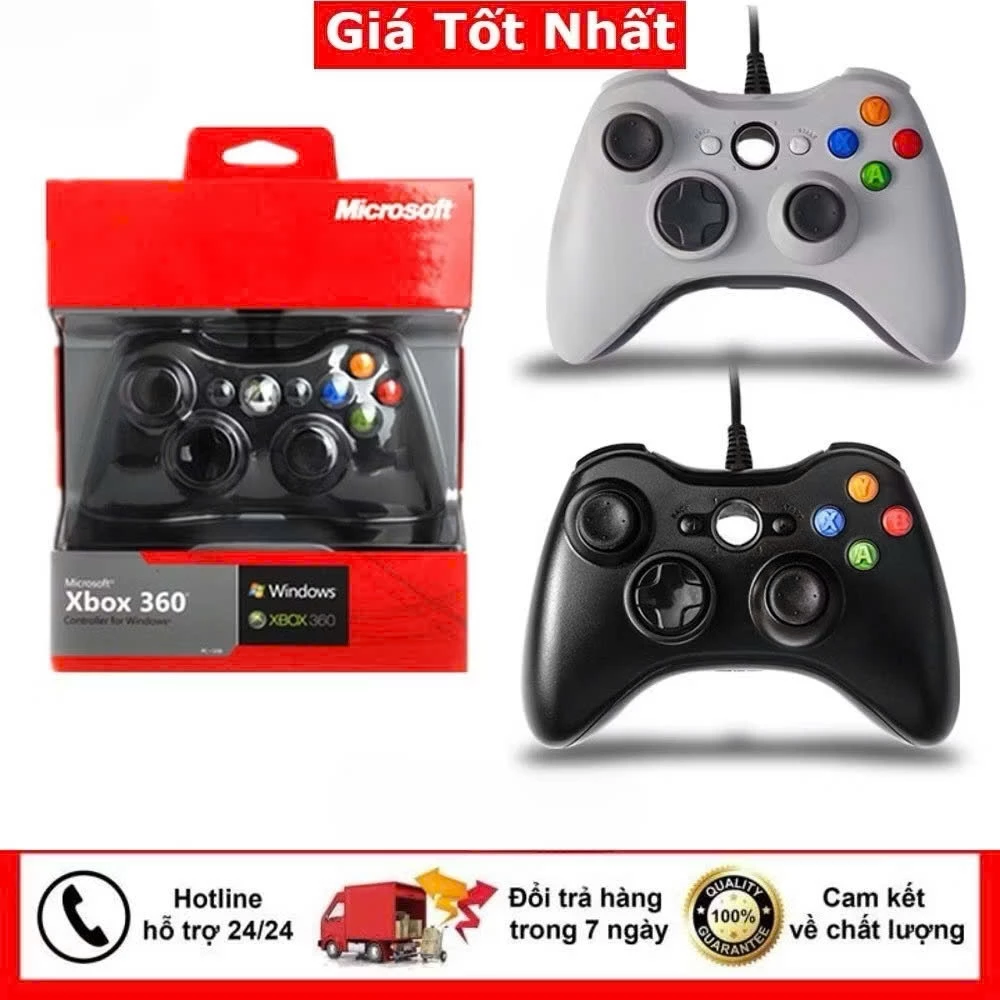 Tay cầm chơi game XBOX 360 cho PC Có Rung Chơi Full Skill FO4 Không Cần Cài Driver