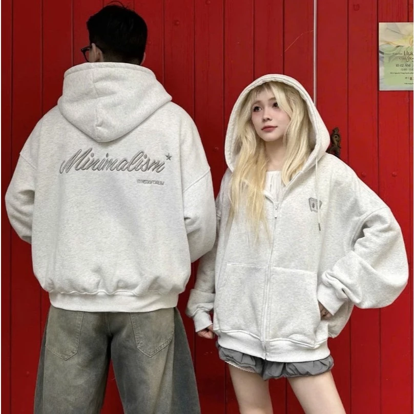 Áo Khoác Hoodie Zip Basic Minimalism Vải Nỉ Bông Dày Dặn Form Rộng Boxy khoác ngoài nam nữ