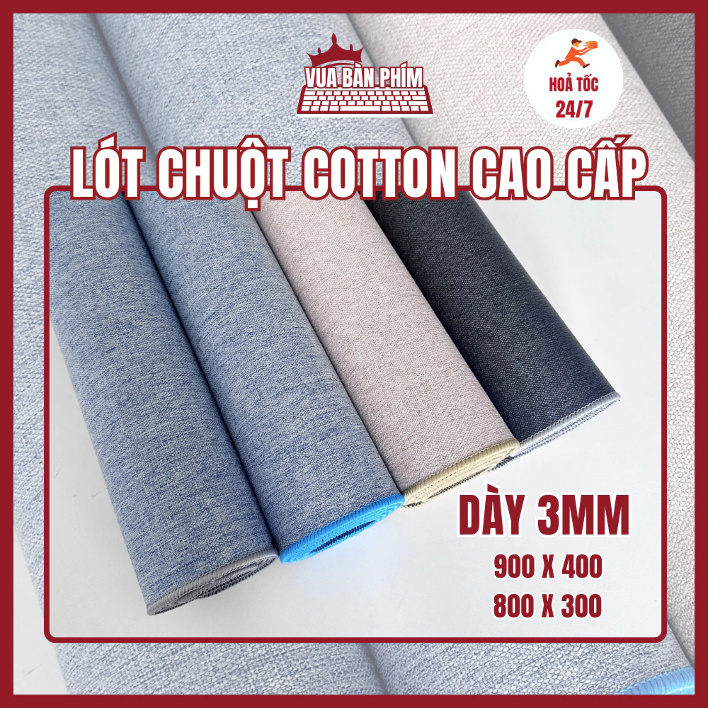 Miếng lót chuột, bàn di chuột  vải lanh cotton cỡ lớn , dày 3mm, trải bàn làm việc cực sang trọng, lướt chuột êm