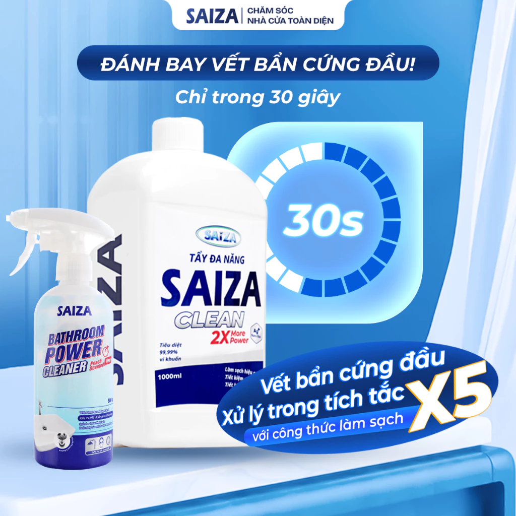 Combo tẩy đa năng xịt nhà tắm SAiZA loại bỏ vết bẩn mảng bám dầu mở nhà tắm gạch men toilet
