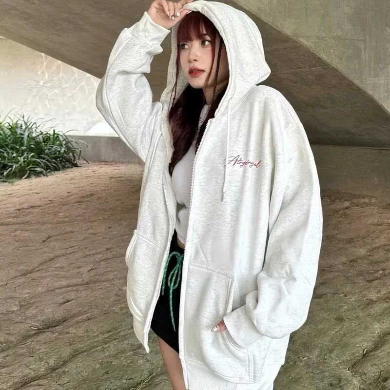 Áo Hoodie Zip Nỉ Unisex Oversize  Chữ Đỏ Trước và Sau Lưng, Áo Hoodie Form Rộng Nam Nữ Hot Trend ( có túi trong )
