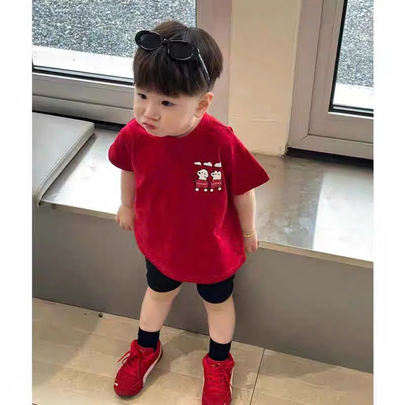 Áo thun ngắn tay chất cotton cho bé trai ELIOKIDS, áo phông tay ngắn bé trai từ 7kg-32kg ATTE525 .