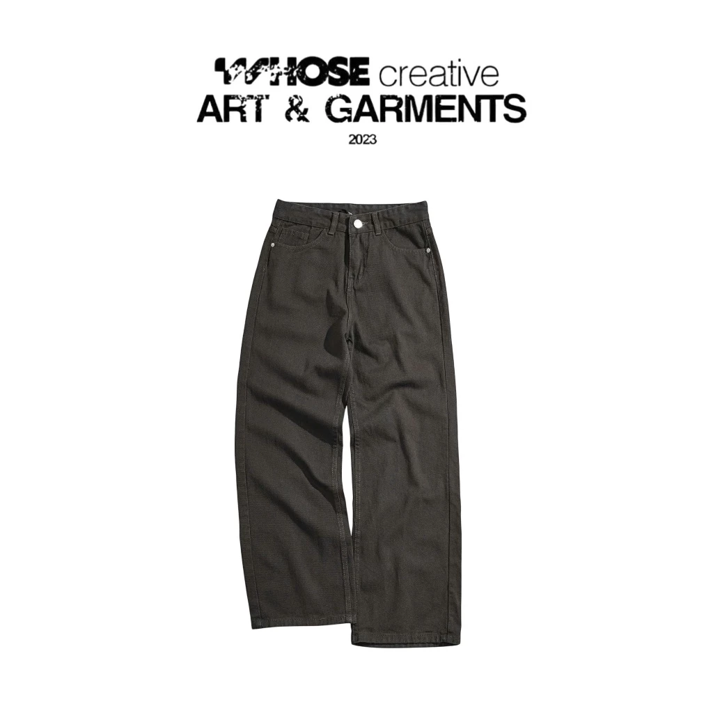 CHARCOAL HEAVY WIDE STRAIGHT JEANS WHOSE - Quần jeans ống đứng wide fit Whose Studio 515