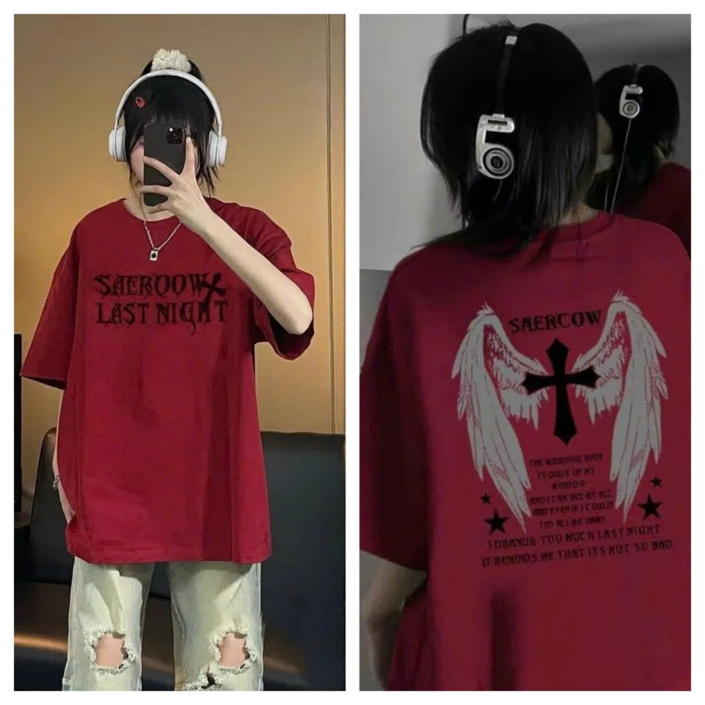 Áo thun tay lỡ unisex nam nữ NIGHT, Áo phông unisex form rộng