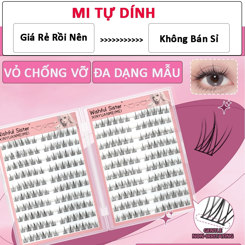 Lông Mi Giả Có  Sẵn Keo Nhìn Tự Nhiên Dung Tích Lớn 20 Hàng Mi Vỏ Thiết Kế Chống Va Đập
