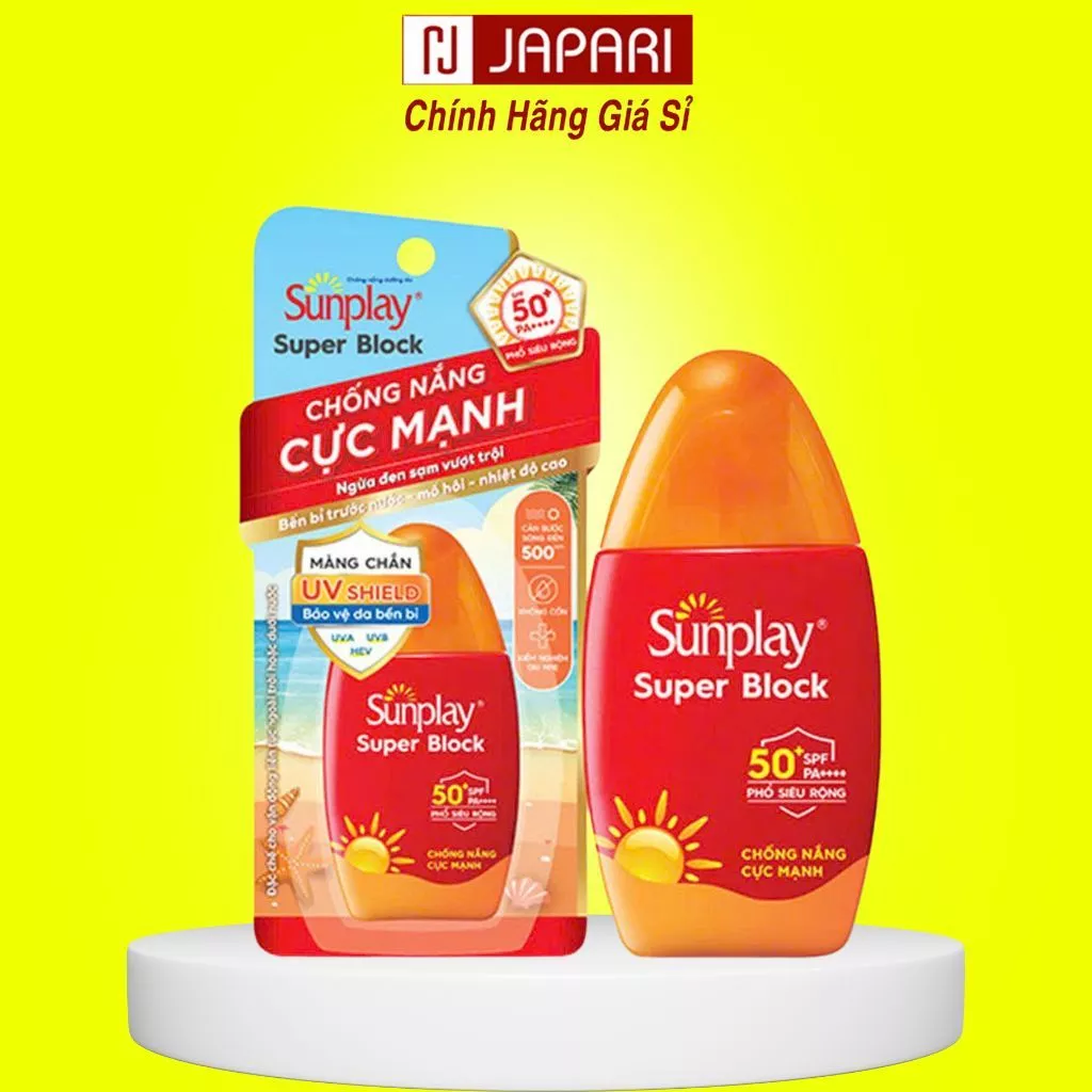 Kem Chống Nắng Sunplay Super Block SPF50- KCN Sunplay Đỏ 70g 30g Cho Da Mặt Body, Da Dầu Mụn, Khô JAPARI