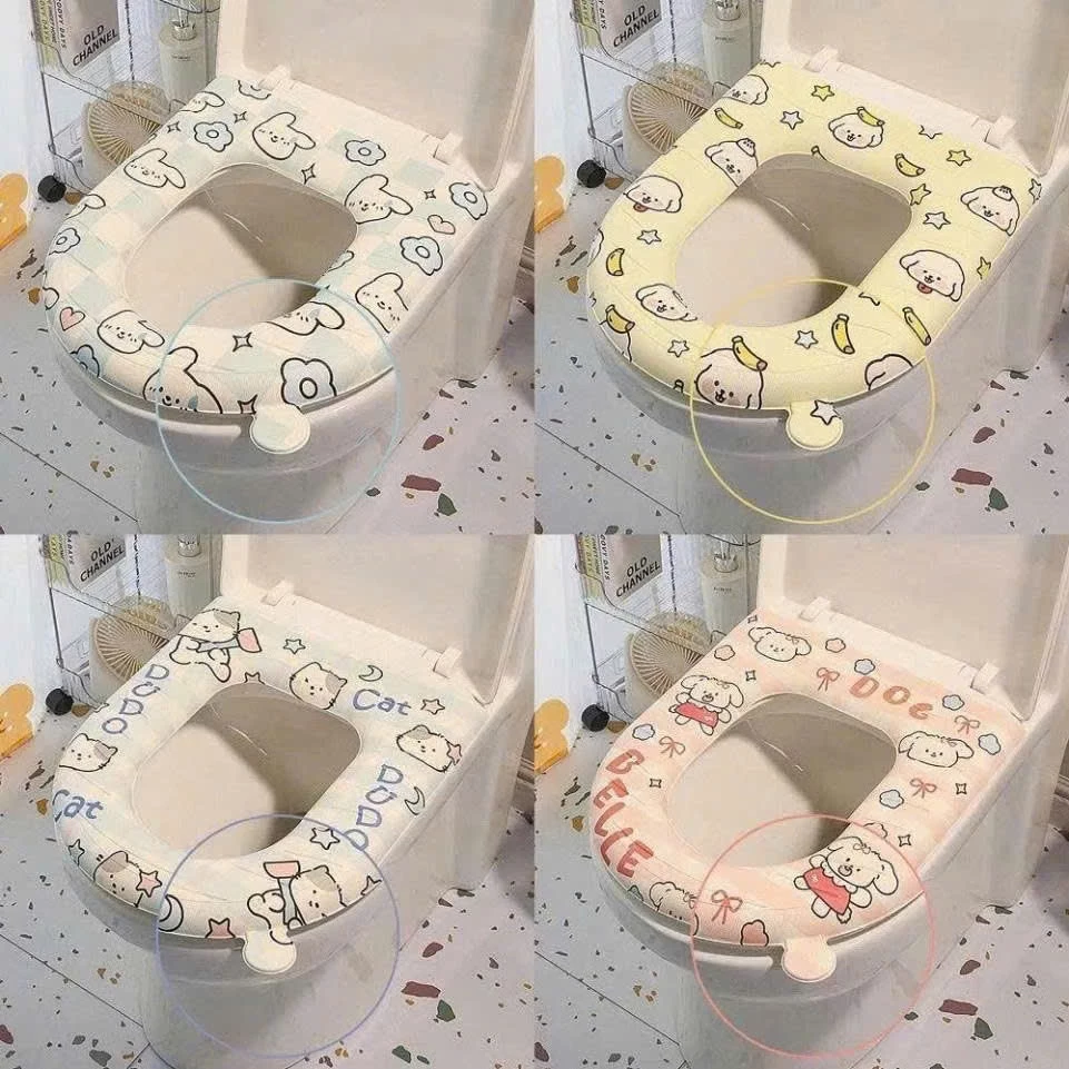 Miếng Đệm Lót Bồn Cầu, Miếng Lót Toilet Chống Thấm Nước Dễ Dàng Vệ Sinh êm Nhẹ Họa Tiết Hoạt Hình