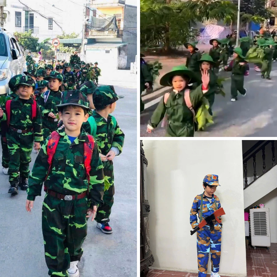[HÀNG LOẠI 1] Bộ đồ quân đội cho bé, quần áo bộ đội biểu diễn kỉ niệm ngày thương binh, thành lập quân đội