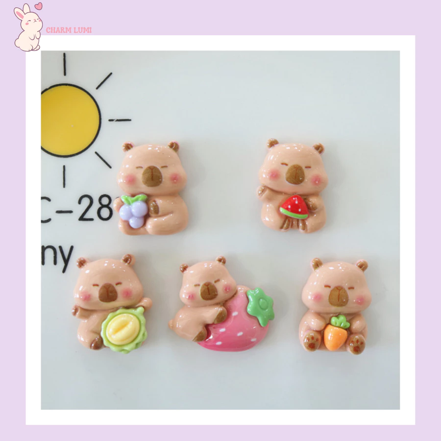 Charm Capy Bara Trái Cây – Phụ Kiện Handmade DIY, Trang Trí Tiểu Cảnh, Ốp Lưng Điện Thoại, Nón Bảo Hiểm,...