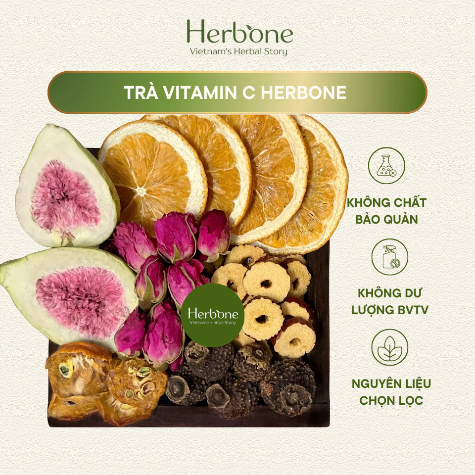 Trà Sáng Da Vitamin C HerbOne Giúp Da Trắng Sáng Mờ Thâm Mụn Thanh Lọc Cơ Thể Mát Gan