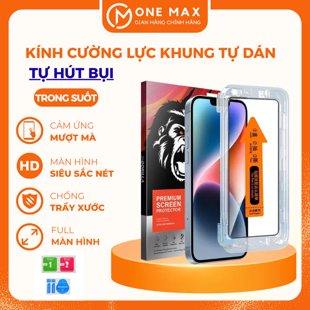 [COMBO 5] Kính cường lực tự hút bụi IP 11promax 12promax 13promax 14promax 15promax 16promax 17promax plus pro air
