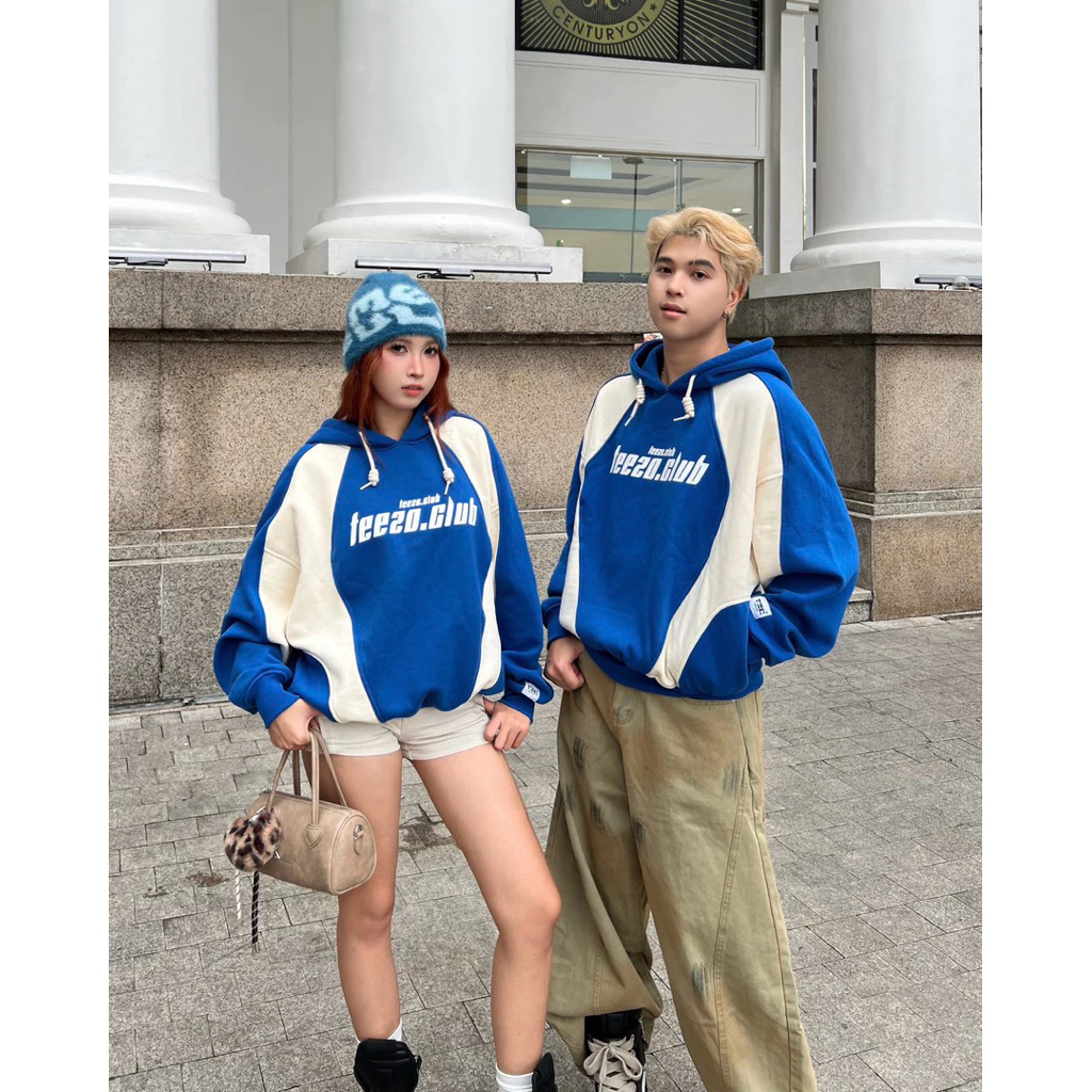 Áo Hoodie TZC Star #171 Form Unisex / Blue x Cream - TEEZO.CLUB