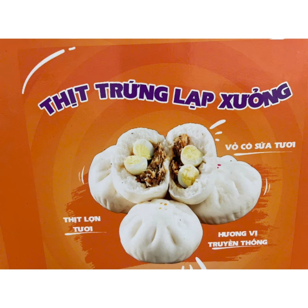 Hộp 4 cái bánh bao tươi vị truyền thống thịt trứng lạp xưởng NgọcPao. hỏa tốc hà nội( vị thịt trứng lạp xưởng)