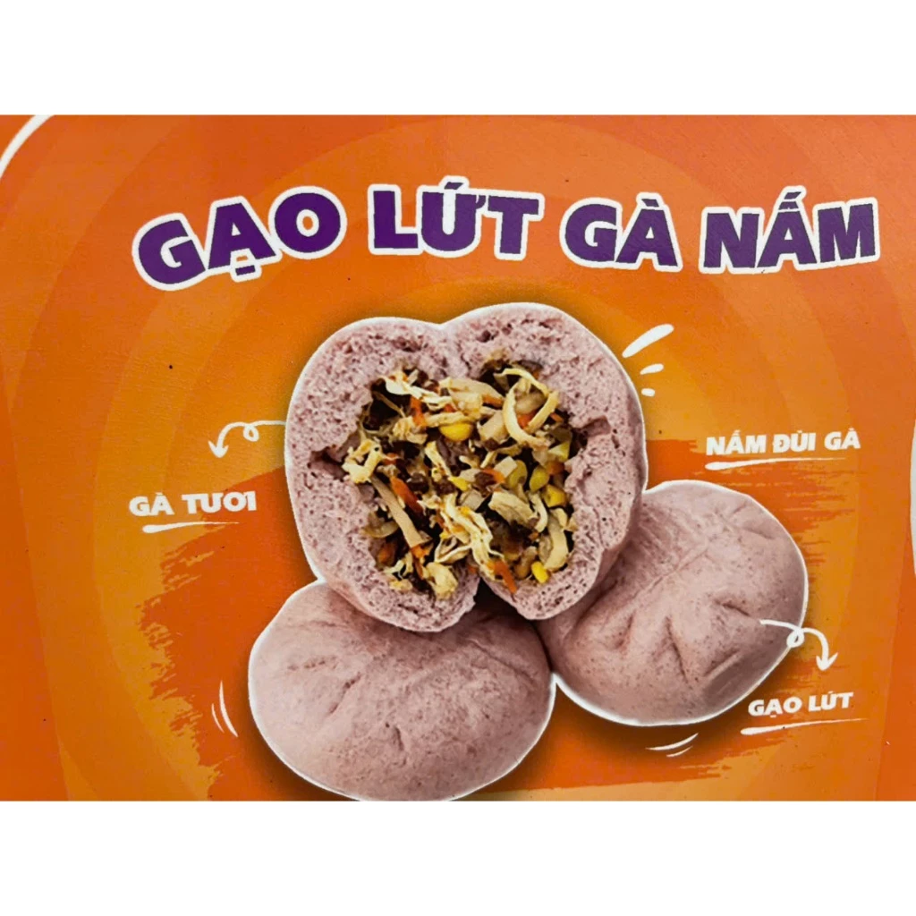 Hộp 4 cái bánh bao tươi gạo lứt gà nấm NgọcPao. hỏa tốc hà nội( gạo lứt gà nấm)