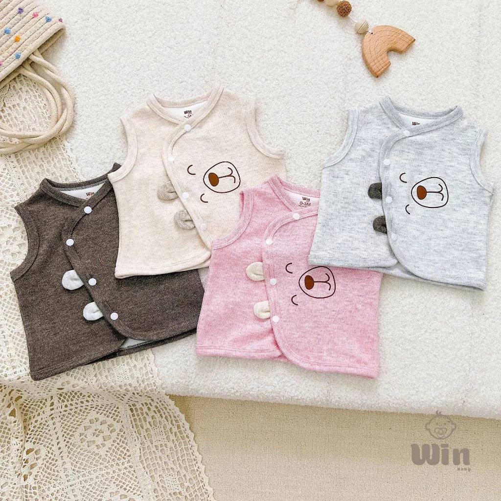 Áo Gile Nỉ Tăm Tai Gấu Hãng /Win Tone Hàn Đáng Yêu, Chất Liệu Mềm Mại Giữ Ấm Cho Bé