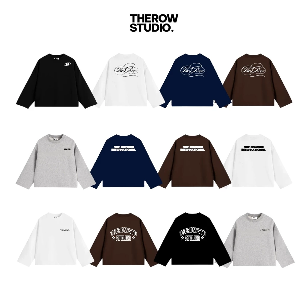 [Ver7] THEROW Áo Thun Tay Dài Long Sleeve Boxy 250gsm Form Rộng Cổ Tròn Unisex Nam Nữ Phong Cách Basic Áo Thu Đông