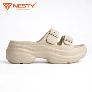 [NE63] Dép hai quai khóa cài đế cách điệu đúc nguyên khối cao 6cm NESTY