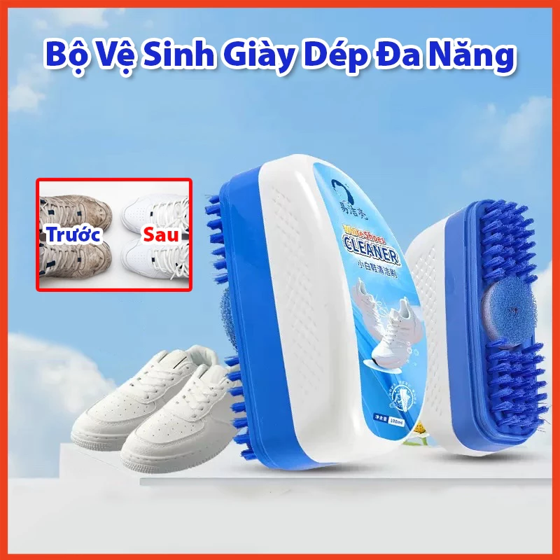 Bộ Vệ Sinh Giày Dép Đa Năng, Tẩy Trắng Giày Dép Làm Sạch Giày Da, Giày Thể Thao, Khử Mùi, Dưỡng Giày Thiết Kế Tiện Dụng.