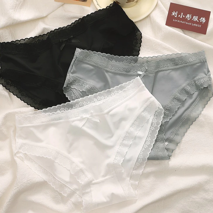 Quần Lót Su Ren Thoáng Mát, Quần Lót Nữ Mềm Mại Đính Nơ Gợi Cảm AMYBRA L519