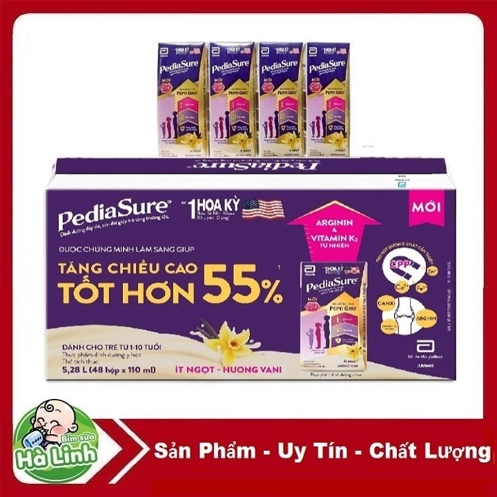 Sữa Nước Pediasure vani ít ngọt 110ml Thùng 48 hộp [Date 2027]