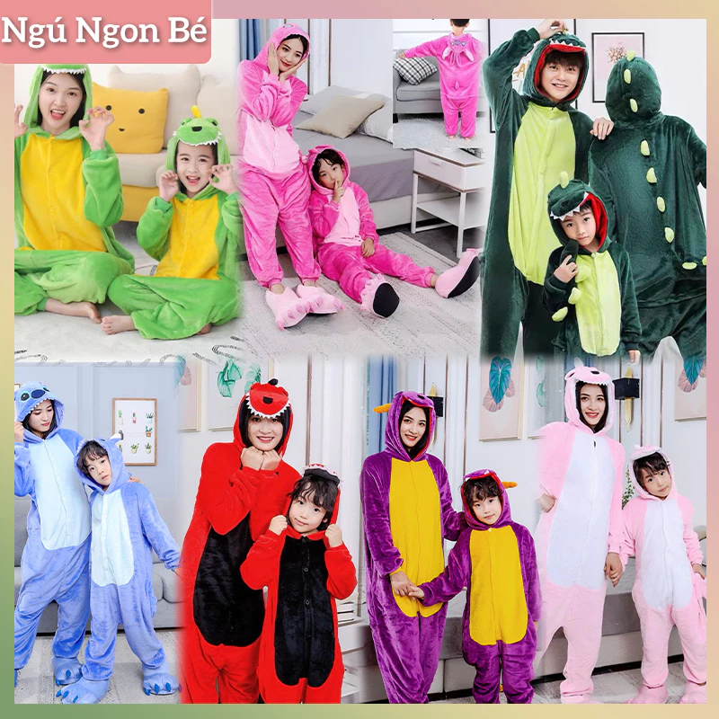 🔥Bộ Đồ Thú Khủng Long Xanh Cho Người Lớn,Đồ ngủ hoạt hình dễ thương,Bộ Đồ Khủng Long Hồng Cho Nam Và Nữ Chất Mềm Mịn