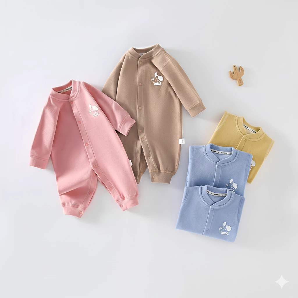 Body nỉ cho bé trai bé gái bé sơ sinh mặc thu đông Bodysuit liền thân dài tay giữ ấm trẻ sơ sinh SLN15