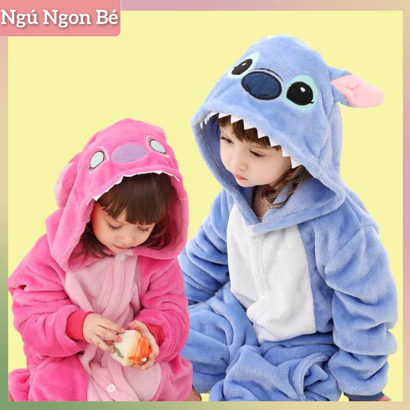 Đồ Ngủ Hoạt Hình, Khâu Màu Xanh, Đồ Ngủ vải nỉ Hình Động Vật, Trang Phục Hóa Trang, Đồ Ngủ Trẻ Em, Áo Liền Quần