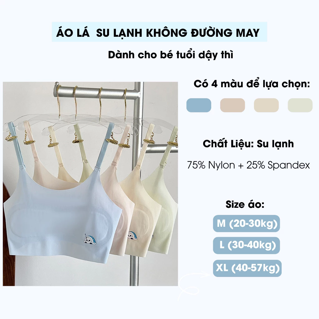 Áo lá bé gái không đường may đệm liền thoáng mát - Áo lót học sinh không gọng su mát mịn AMYBRA B898