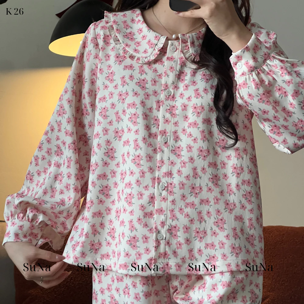 N10 Bộ Pijama Mặc Nhà Họa Tiết Hoa Nhí - Chất Nhung Tăm Cao Cấp Mềm Mại - Tôn Dáng Tôn Da