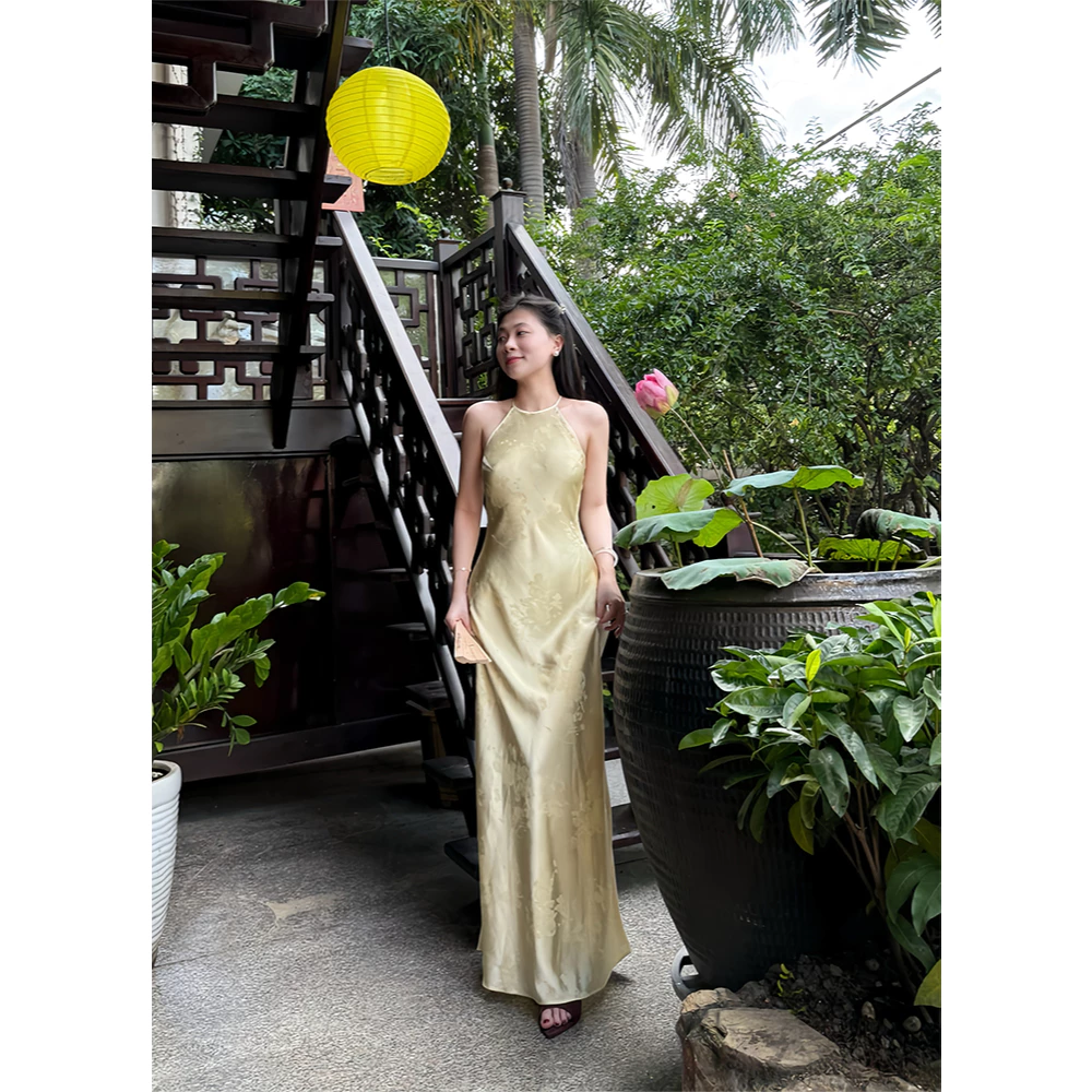 LYC FASHION - THIÊN ĐIỆP đầm lụa yếm gấm